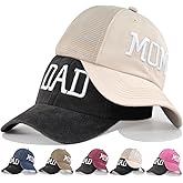 Mom and Dad Hats Baseball Cap Set – Gifts for New Parents Couples Mother Father's Day 3D Embroidery Adjustable Soft Dad Hat