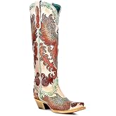 Corral Boots Women's Handcrafted Western Boots | Snip Toe Tall Cowboy Boots with Hand Painted and Tooled Fire Phoenix Design