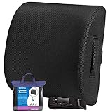 Elephix Memory Foam Lumbar Support Cushion Lower Back Pain Relief Orthopedic Posture Pillow | Travel Case and Extension Strap Included