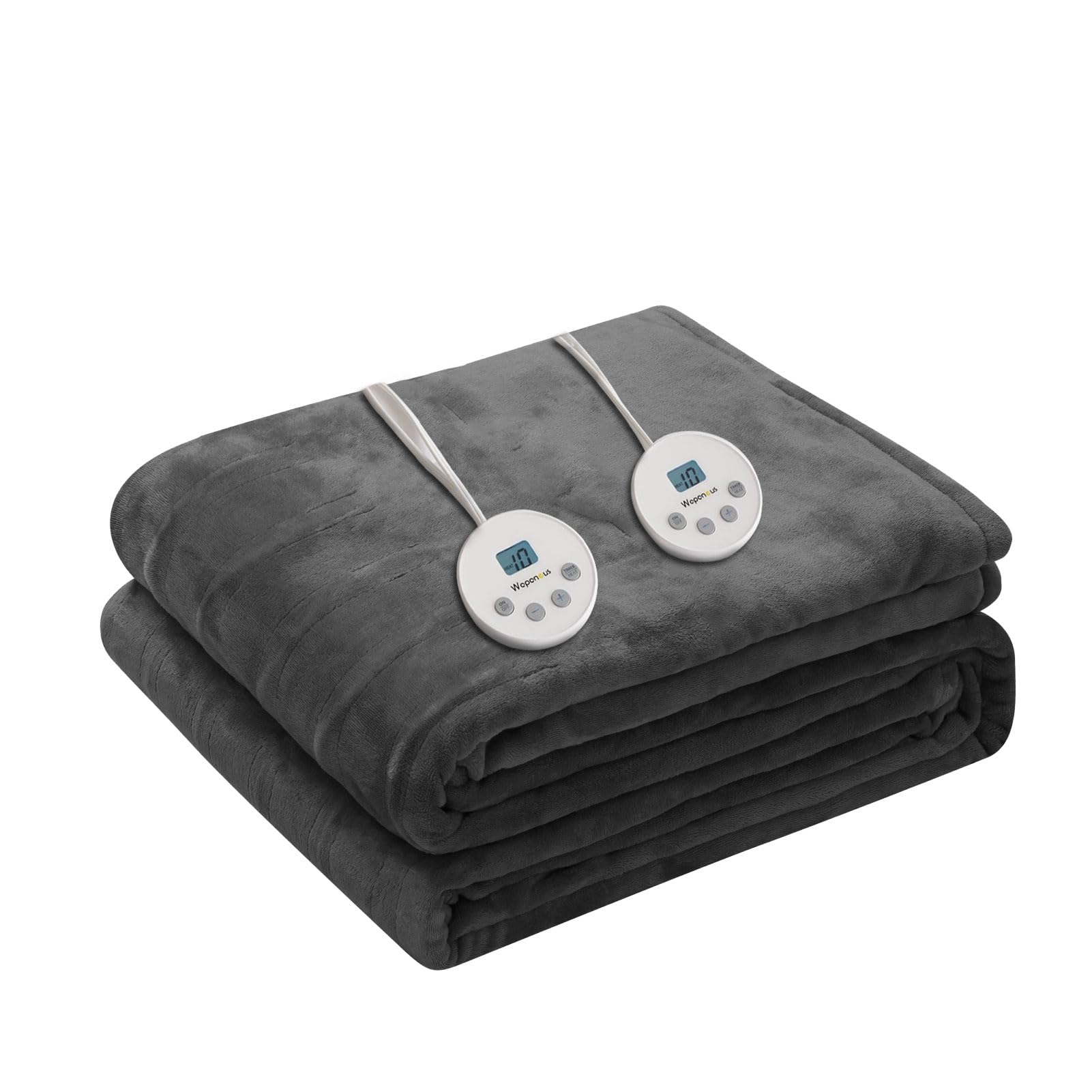 Photo 1 of Wapaneus Heated Blanket Electric King Size 90"x100"-Dual Control with 10 Heat Levels 12 Timer Settings and 8 Hours Auto-Shut Off,Fast-Heating Electric Blanket,ETL Listed Machine Washable,Dark Grey