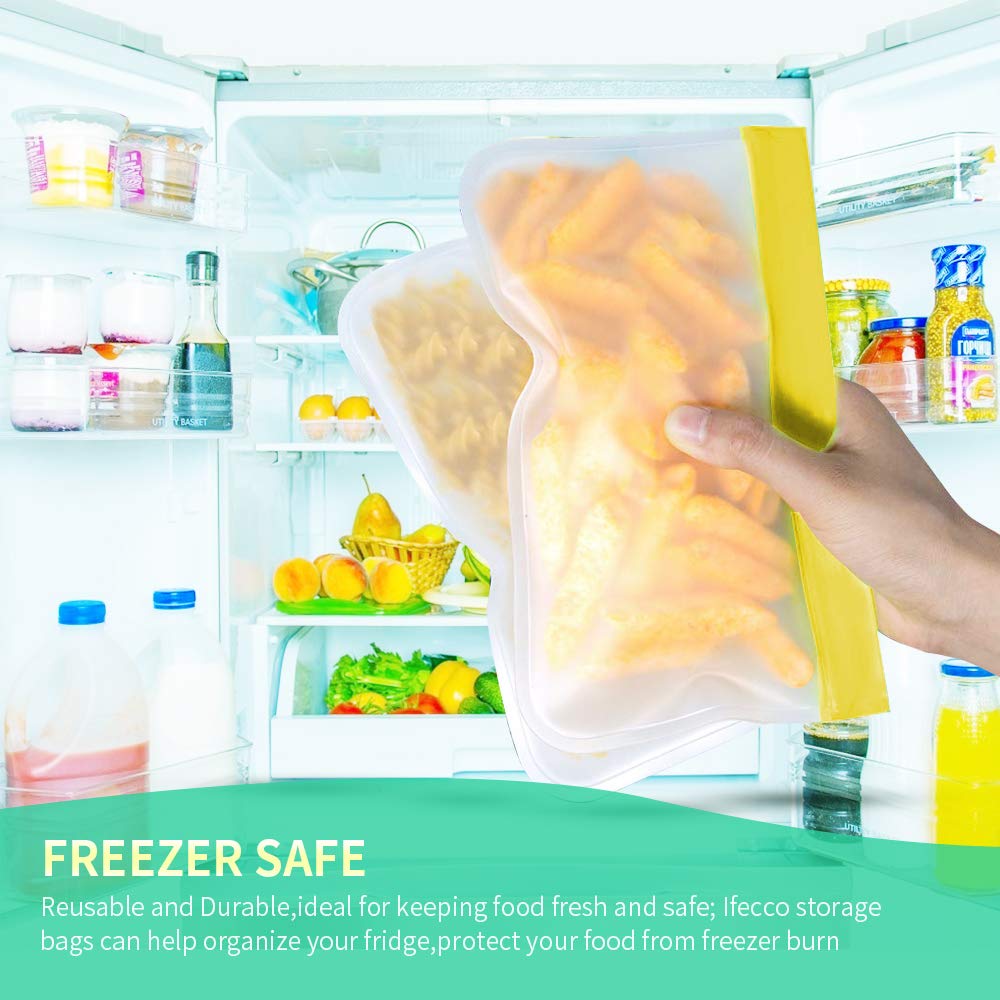 Reusable Sandwich & Snacks Bags, 10 Pack Ziplock Lunch Bags BPA-FREE PEVA Leakproof Washable Freezer Bags Silicone Food Storage Bags