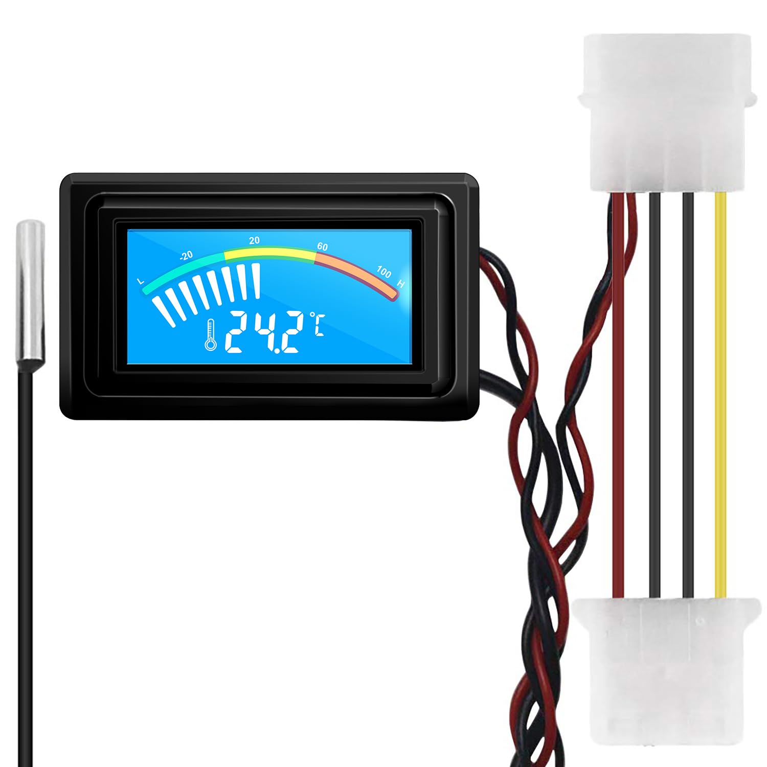 KETOTEK Thermometer Digital Aquarium Temperature Meter Gauge for Computer PC Car Fish Tank LCD Thermometer DC 4V~25V 12V 24V with NTC Waterproof Sensor