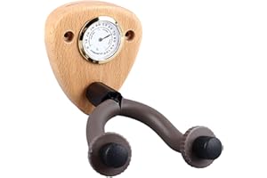 Wall Mounted Guitar Hanger with Hygrometer Wood Anti Slip Multifunctional Guitar Hook for Violin Mandolin Bass Light Color