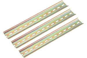 MECCANIXITY 3 Pcs DIN Rail Slotted Iron Mounting Guide 10"(250mm) Long 35mm Wide 6.5mm High Bronze Tone
