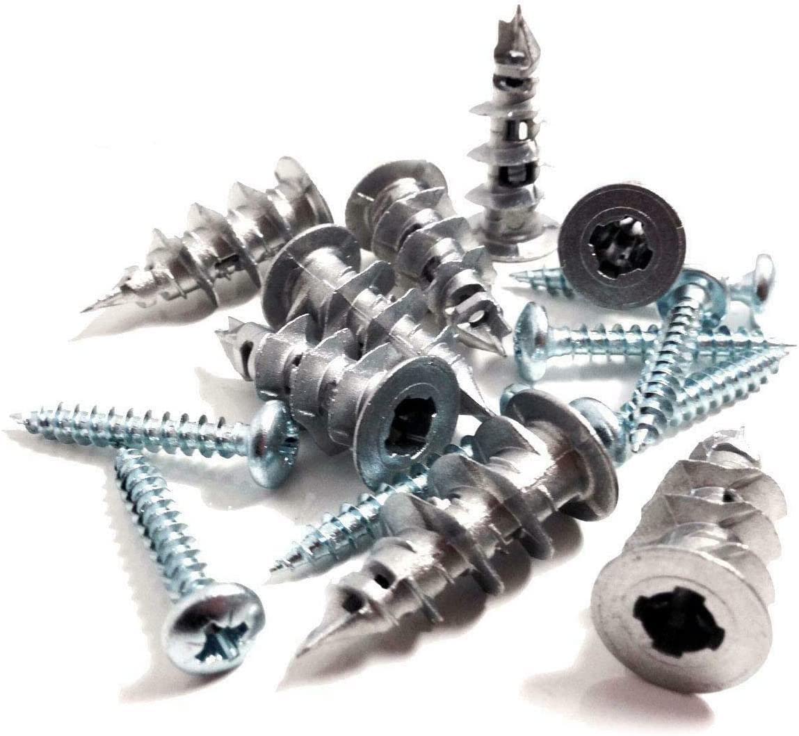 Nartel Metal Self Drilling Plasterboard Fixings Raw Plugs Cavity Wall Fixings with Screws (50 Pack)