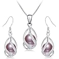 HENGSHENG 100% Natural Freshwater Pearl Jewelry Sets For Women Fashion 925 Sterling Silver Earrings&Pendant Wedding Jewelry