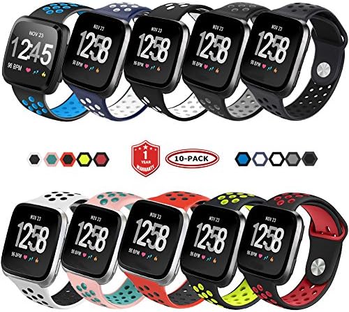 FunBand for Fitbit Versa Strap Bands, Easy Adjust Breathable with Ventilation Holes Soft Silicone Sport Replacement Accessory Bracelet Straps for Fitbit Versa Fitness Activity Wristband