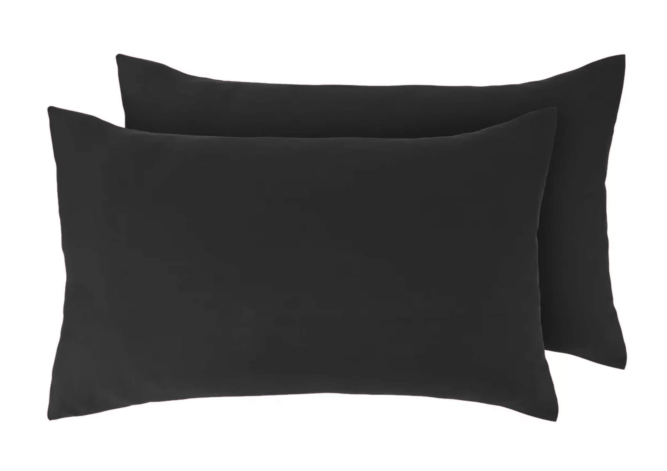 Pair of Pillowcases 2 Pack Pillow Cases Covers Anti-Allergy Anti-Bacterial Super Soft Touch Brushed Microfibre (Black)