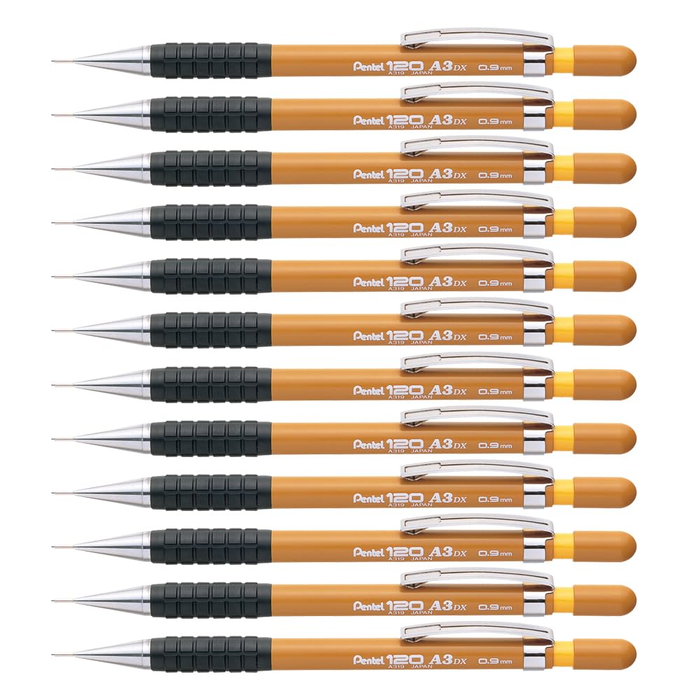 Pentel A300 Automatic Pencil, 0.9 mm Lead, Grade HB, 1 pack of 12 pencils, A319-Y