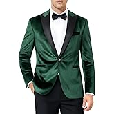 WYWK Men's Velvet Blazer One Button Casual Tuxedo for Men Blazer Lapel Prom Party Wedding Banquet