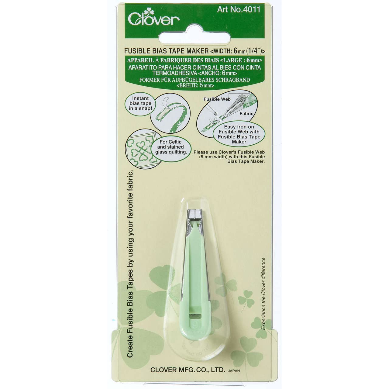 Clover Fusible Bias Tape Maker 6mm, 6,Green