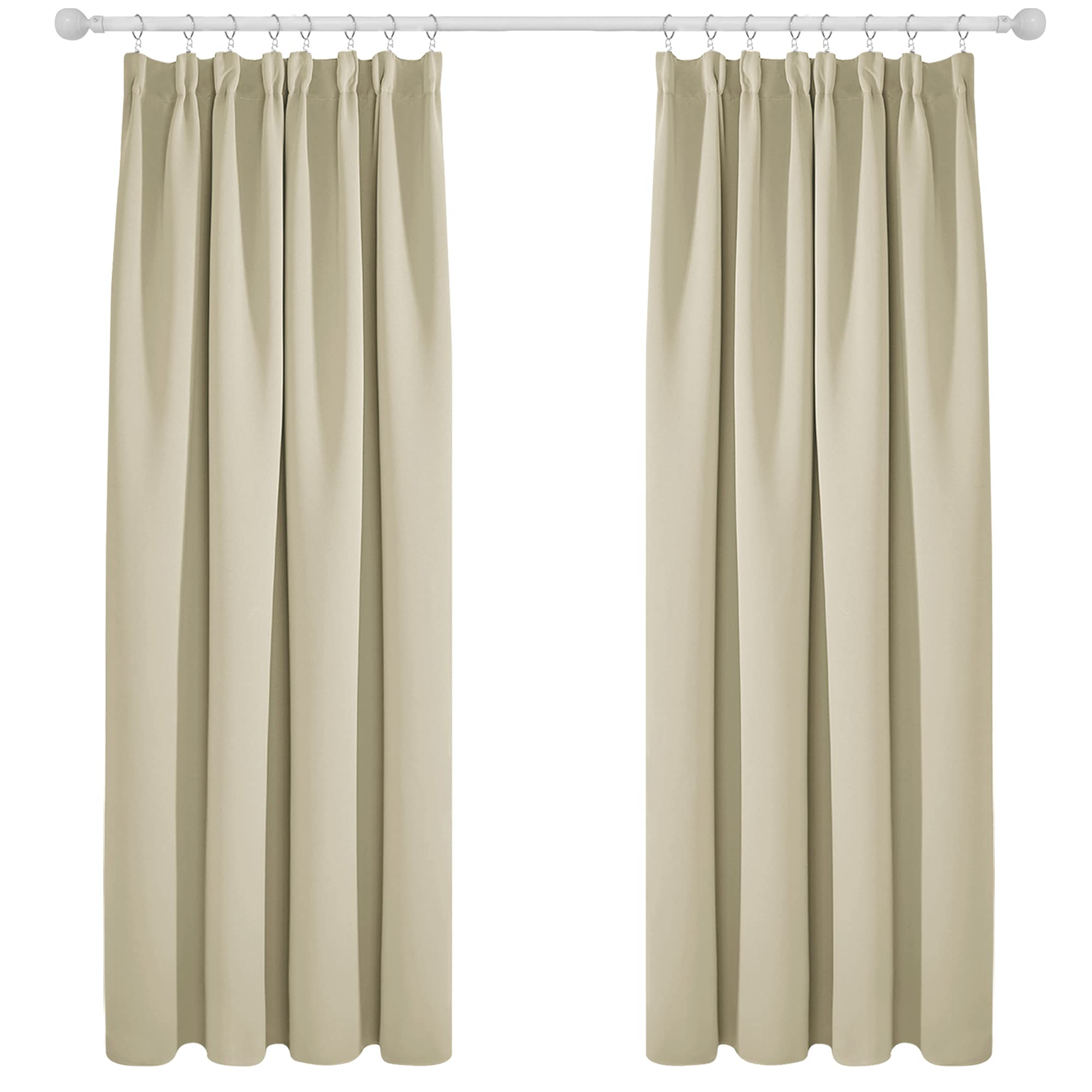 Deconovo Room Darkening Curtains Super Soft Energy Saving Pencil Pleat Room Darkening Curtains for Bedroom 52x72 Inch Beige 2 Panels