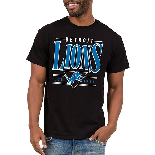 Detroit Lions NFL Established Retro - Adult Short Sleeve Fan T-Shirt for Men & Women Black