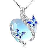 OCJ Dragonfly/Butterlfy/Turtle/Dolphin/Hummingbird/Bee/Necklace for Women Sterling Silver Moonstone Pendant Necklace Jewelry Gifts for Women Wife Girlfrined Anniversary Birthday Valentines Day Gift