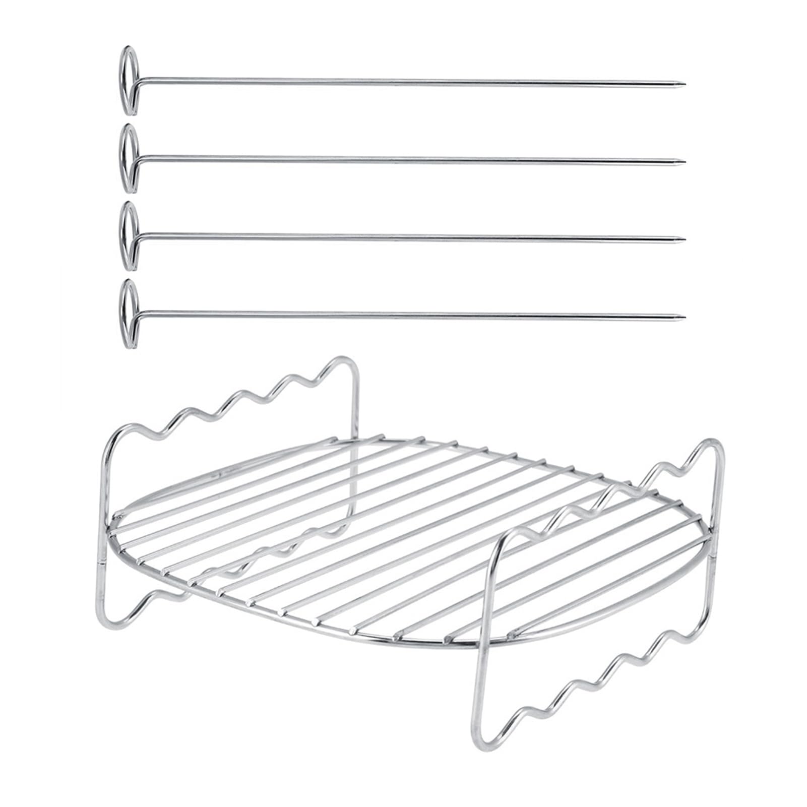 BBQ Rack, Replacement Stainless Steel Double-Layer Skewer Baking Tray Base Oven Rack for Air Fryer.