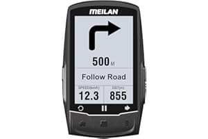 MEILAN Finder GPS Bike Computer with Real-time Route Navigation by Komoot App, 2.6 inch LCD Screen, Wireless Cycling Computer Compatible with 99% Bluetooth ANT+ Cadence Sensor/HR Monitor/Power Meter