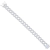 Jewels By Lux Sterling Silver Mens Baguette Round Cubic-Zirconia Fashion Link Bracelet 8.5"