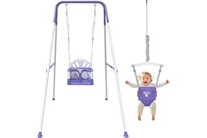 YOZOIA Foldable Toddler Swing Set and Baby Jumper, Indoor & Outdoor Use, Baby Bouncer Jumper, Safe and Durable Swing Set for Backyard (Purple)