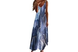 WILLISOS Women's Casual Loose Sundress Long Dress Sleeveless Tie Dye Split Maxi Dresses Summer Beach Dress with Pockets