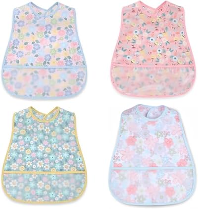 norinori Baby Bibs Waterproof Feeding Bib 0-36 Months Adjustable Soft EVA Back