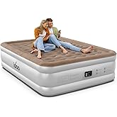 iDOO Queen Air Mattress with Built in Pump, Inflatable Blow up Bed | Upgraded Wave Beam, Strong Support,Comfort, 3 Mins Quick Self-Inflation Deflation,Thicker PVC,Carry Bag,700lb Capacity