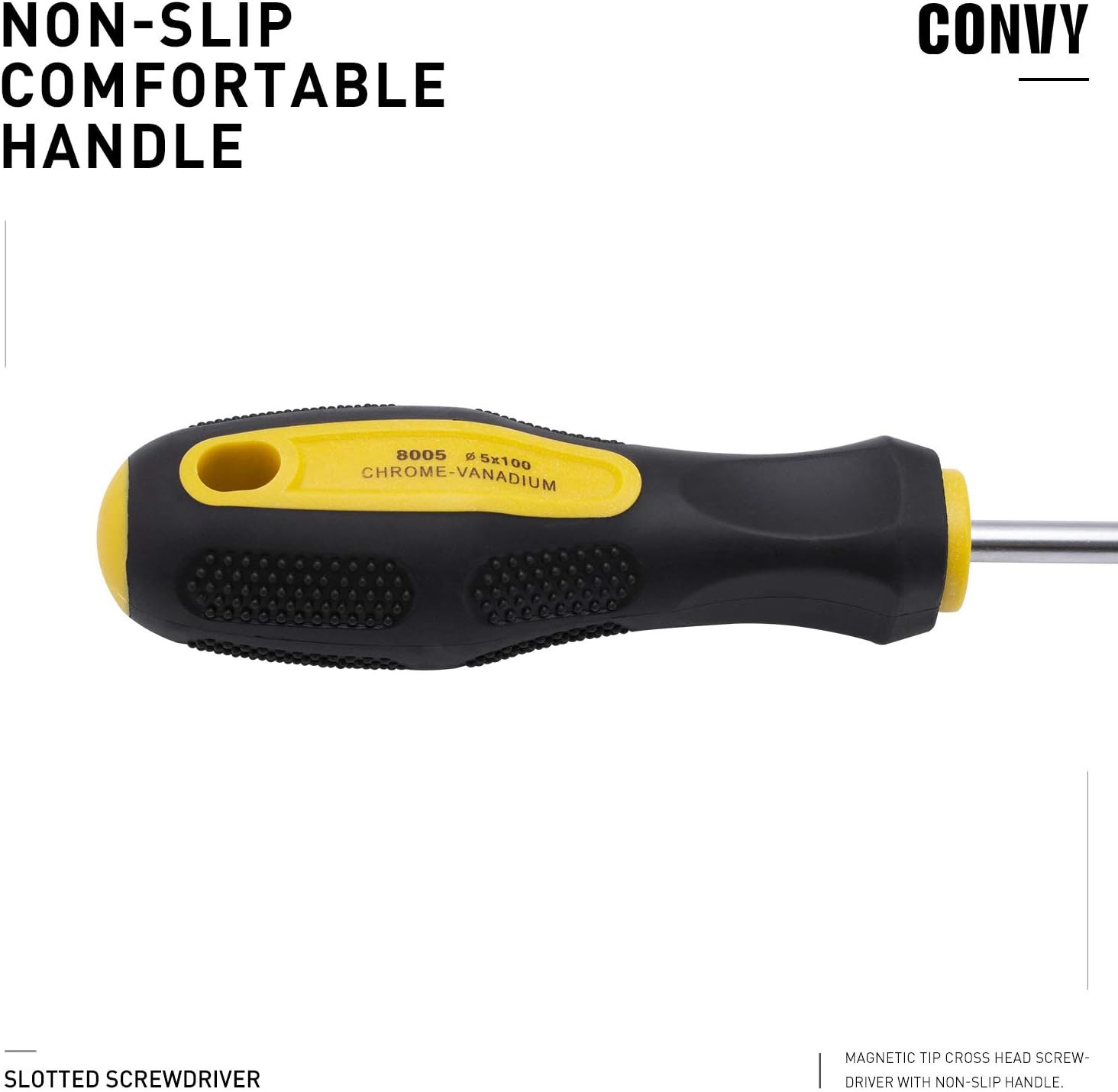 Convy GJ-0114 Slotted Screwdriver, Cross Head Screwdriver with Non-Slip Handle, SL 5100 - - 