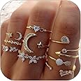 Gold Stackable Rings for Women Gifts Trendy Stuff Simple Star Moon Heart Knuckle Rings Set Boho Rings Cute Stuff Birthday Gifts Gold Rings Pack Jewelry Gift