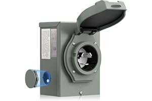 CAMWAY Predrilled 50 Amp Generator Inlet Box - NEMA SS2-50P Power Inlet Box 125/250V 12500W 50A Waterproof Secure Transfer Switch for Outdoor, ETL Listed