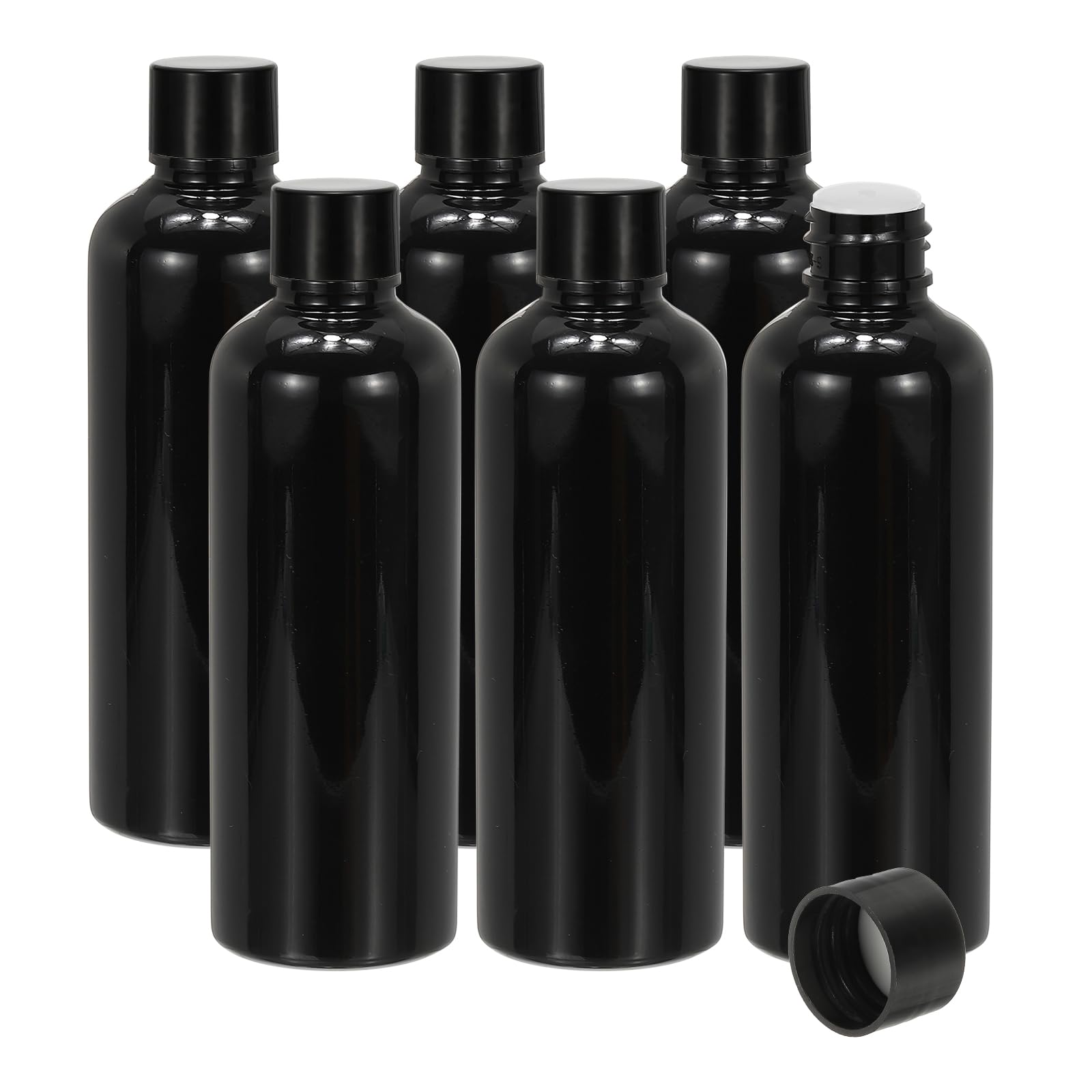 PATIKIL Travel Bottles with Screw Cap, 6 Pcs 3.4Oz(100ml) Leak Proof Refillable Empty Dispenser Container Squeeze Bottle with PP Screw Lid for Shampoo Toiletries Lotion Cream, Black