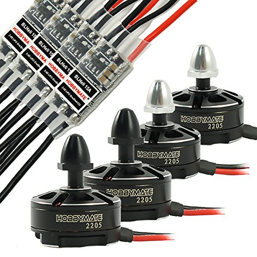 Hobbymate Motor ESC Combo for QAV Quadcopter Small Drone Building - 2 Pair CW CCW 2205 Motors & 4 PCS BLheli 15A ESCs