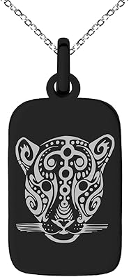 Amazon Com Acero Inoxidable Maya Jaguar Runa Simbolo Grabado Rectangular Pequeno Perro Etiqueta Colgante Collar Acero Inoxidable Negro Sy198 Ep31396b Jewelry