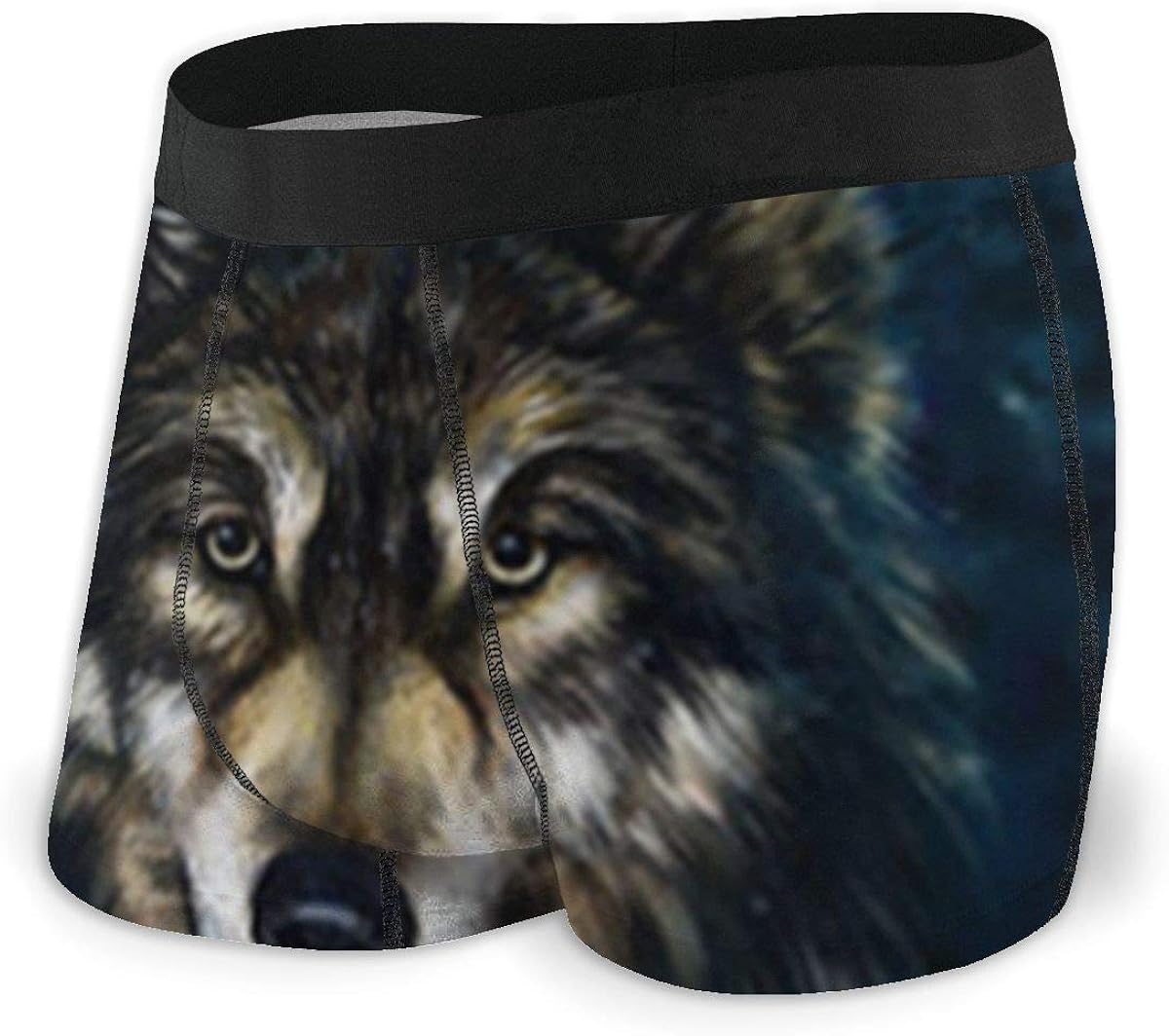 Kimisoy A Wolf Staring Dark Pattern Boxer Briefs for Men Stretch Underwear No RideUp Boxer