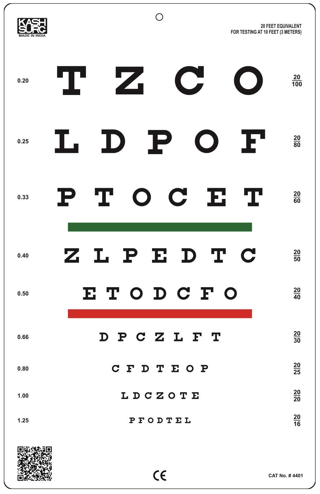 Snellen Chart With Red Green Lines 10 Feet Buy Online In Indonesia At