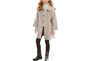Girls Wool Blend Coat Single-Button Lapel Dress Coats Long Fall Winter Fashion Jackets Trendy Overcoat