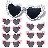 FSLLZCJY Bachelorette Party Heart Sunglasses 8 Pack Pearl Bride Sunglasses Bridesmaids Sunglasses Party Favor Proposal Gifts