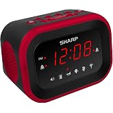 Sharp Big Bang 115dB Alarm Clock for Heavy Sleepers, Dual Alarms | 6 wake sounds; Large red LED display; Adjustable dimmer; Battery backup; Extra-loud 115dB alarm; Dual alarm settings