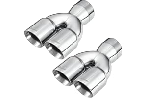Upower 3" Dual Exhaust Tip, 3" Inlet 3" outlet 9.5" Long Universal 3 Inch Y Tail Pipe Double Wall Polished Stainless Steel Ta