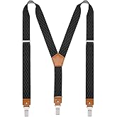 Mcvotcot Suspenders for Men Y Back Adjustable Elastic with Strong Clips 47 Inches