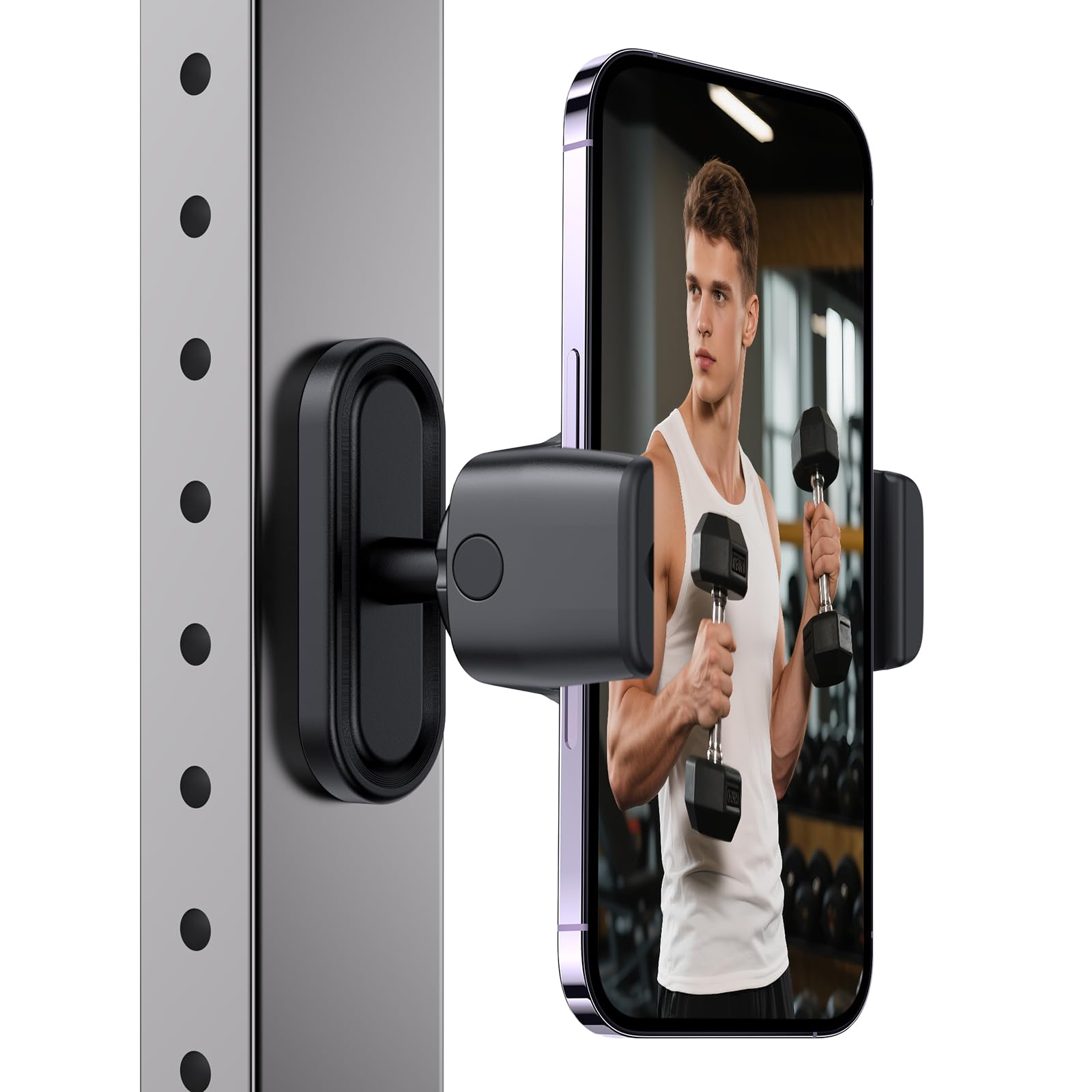 linwetra Magnetic Phone Holder for Gym - 360° Adjustable Magnet Phone Mount for Workout Recording, Compatible with iPhone 16/15/14/13/12, Android and Smartphone