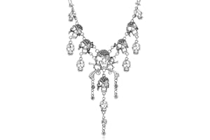 Pingyongchang Vntage Multilevel Pirate Skull Tassel Charm Necklace Collar and Fashion Jewelry Skull Bracelet Collar Collar Lady Horror Necklace for Women's