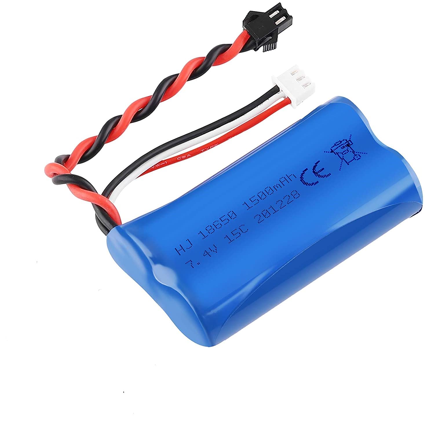 YUNIQUE GREEN-CLEAN-POWER - Lipo Battery 1500mAh 7.4V 2S | Compatible with Rc Toys U12A S033G Q1 H101 | SM-2P Connector | Extended Duration, Blue | 67x19x37-96 Gr