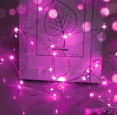 cshare Pink Fairy Lights 50 LEDs 5m Battery Powered for Girls Bedroom