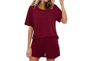 yelldesk Womens Summer Outfits 2 Piece Short Sleeve Shirts with Shorts Matching Lounge Sets Casual Loungewear Pajamas