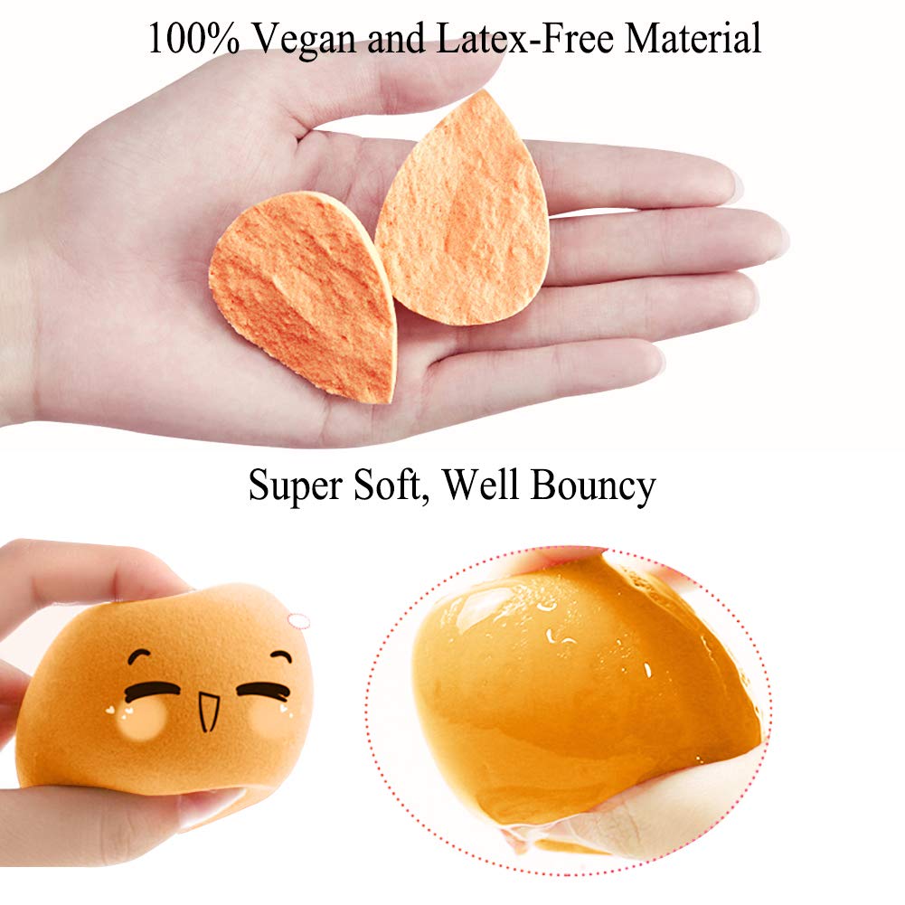 BAIMEI Makeup Sponges with Kabuki Foundation Brush, Latex-Free, Dry or Wet Dual Use, Professional Blender Beauty Sponge for Powder, Cream and Liquid Foundation Application (2 Sponges + 1 Brush) : Beauty