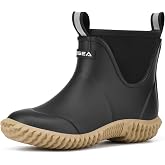 HISEA Kids Rain Boots Waterproof Neoprene Rubber Boot | Moisture-Wicking Lining Self Clean Sole Ankle Short Mud Deck Boots for Toddler Boys Girls Big Kid Garden Barn Farm Outdoor