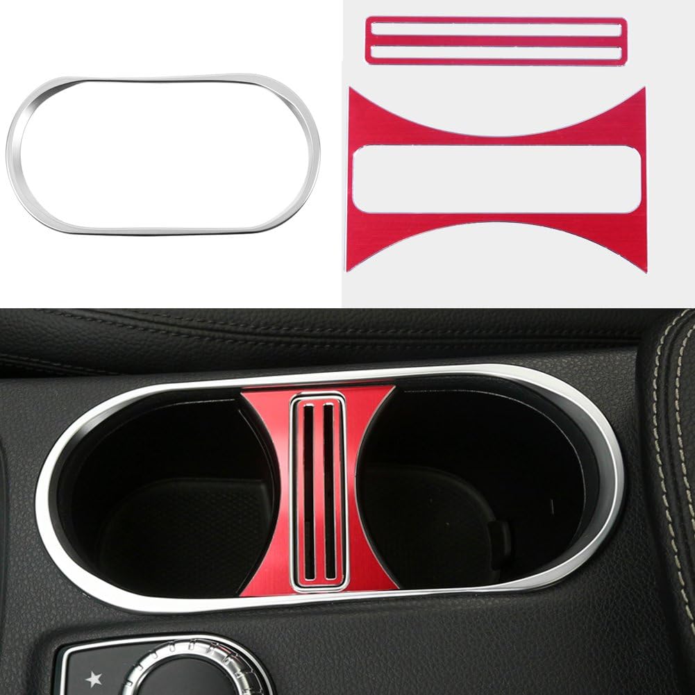 Angelguoguo Car Aluminium Alloy Cup Holder Cover Trim for Mercedes Benz CLA 200 260 GLA A Class Accessoreies (Sport red)