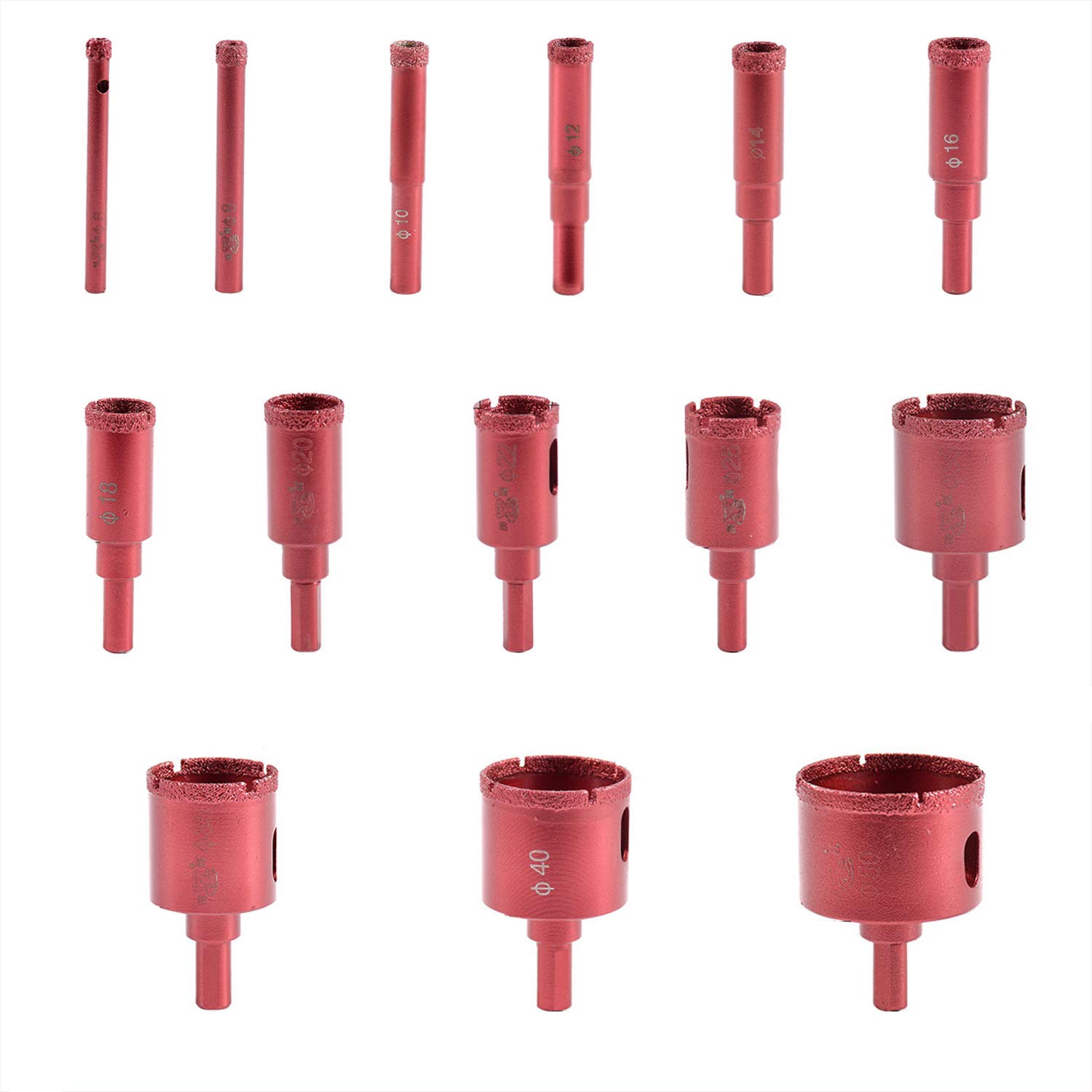 ExcInter 14PCS 6mm to 50mm Diamond Drill Bit Brazing Core Hole Saw Extractor Remover Tools for Tile Glass Marble Ceramic — image 1