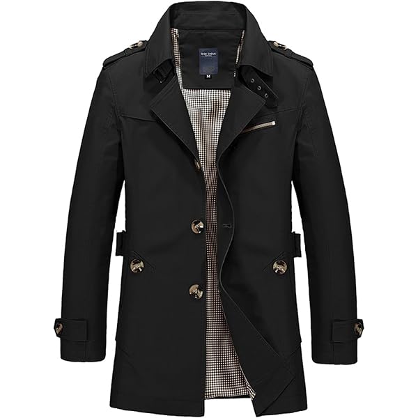 Trench Coat Men Single Breasted Mid-Length Coats Thicken Casual