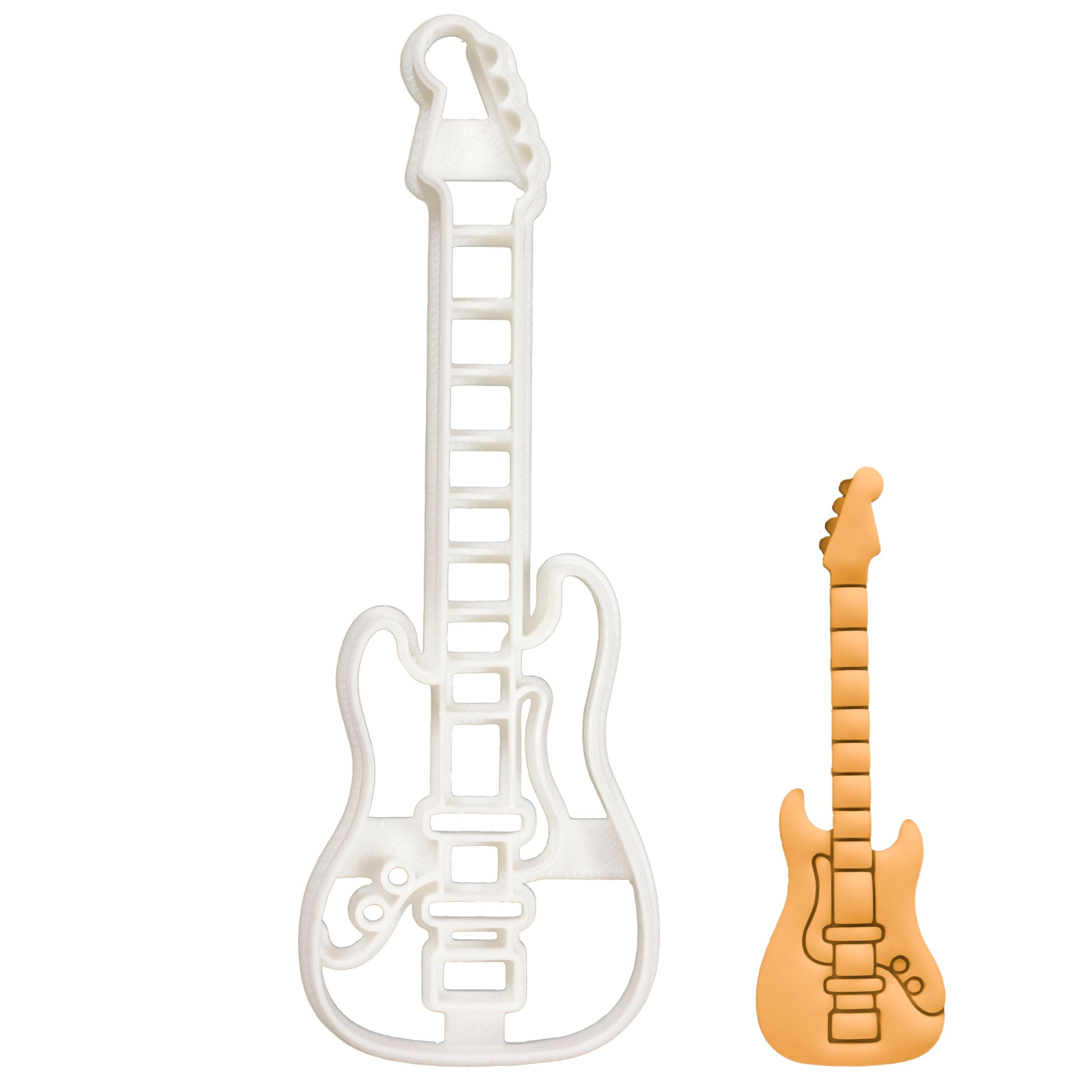 BAKERLOGY Bass Guitar Cookie Cutter - Detailed Biscuit Cutter Design for Baking and Crafts, Ideal on Fondant, Dough, Clay