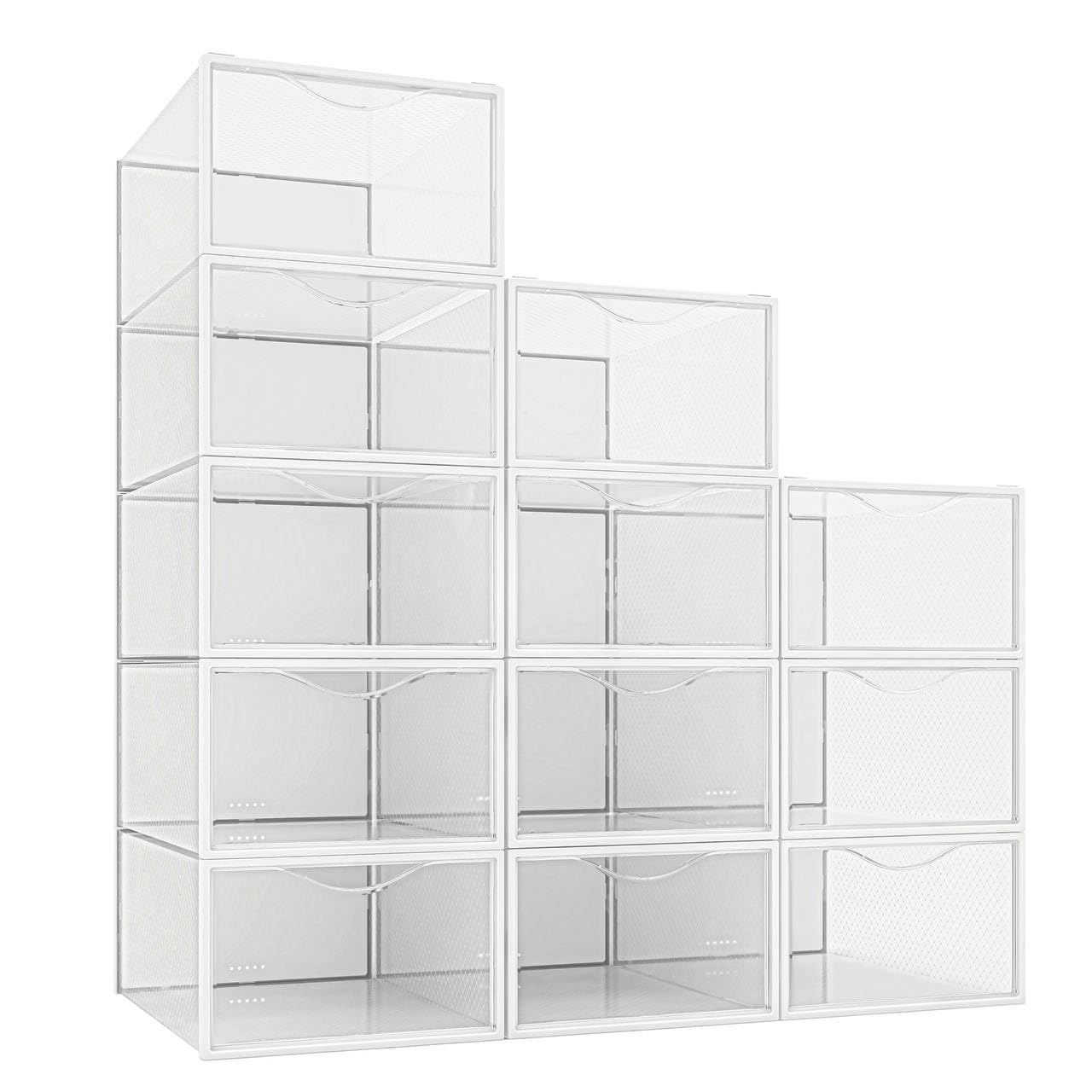 Mua 12 Pack Shoe Storage Bins, Clear Plastic Stackable Shoe Organizer ...